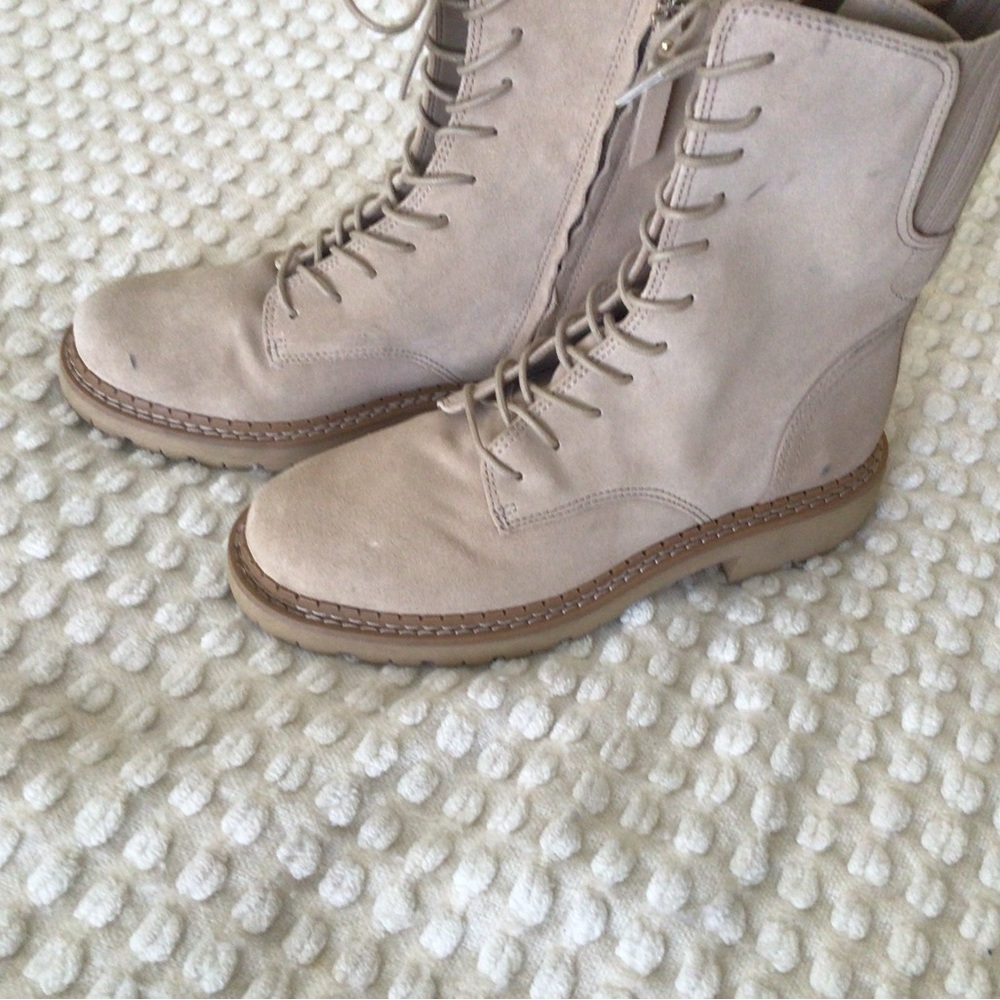 Tan suede Sam Edelman combat style boot. Size 6 brand new never been worn.